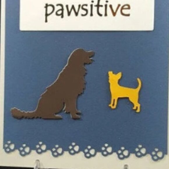 Pawsitive Note Card w/Envelope, "Always be Pawsitive."  Ivory w/ Blue‎ Note Card - Picture 3 of 4